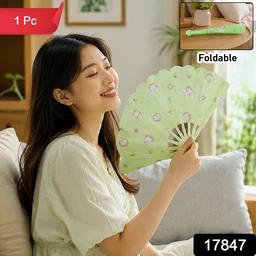 Foldable Handheld Fan 1 Pc Cute Printed Portable Manual Cooling Fan (1 Pc)