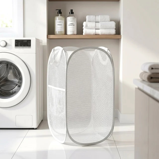 Foldable Mesh Laundry Basket – Space-Saving & Breathable Organizer