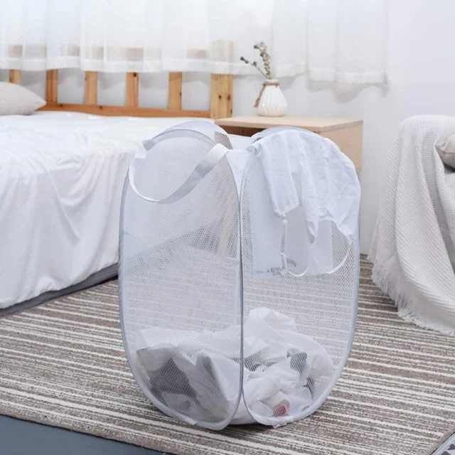 Foldable Mesh Laundry Basket – Space-Saving & Breathable Organizer
