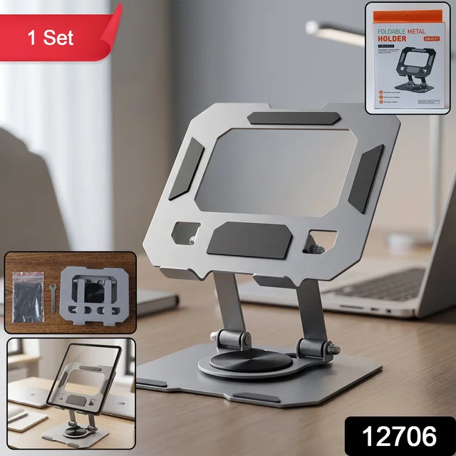 Foldable Metal Phone & Tablet Stand – Adjustable & Portable Desktop Support