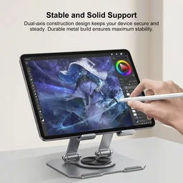 Foldable Metal Phone & Tablet Stand – Adjustable & Portable Desktop Support
