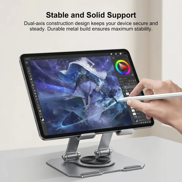 Foldable Metal Phone & Tablet Stand – Adjustable & Portable Desktop Support