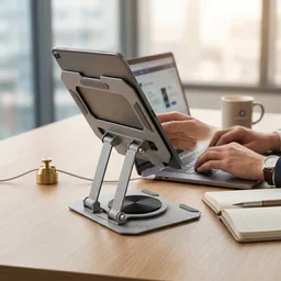 Foldable Metal Phone & Tablet Stand – Adjustable & Portable Desktop Support