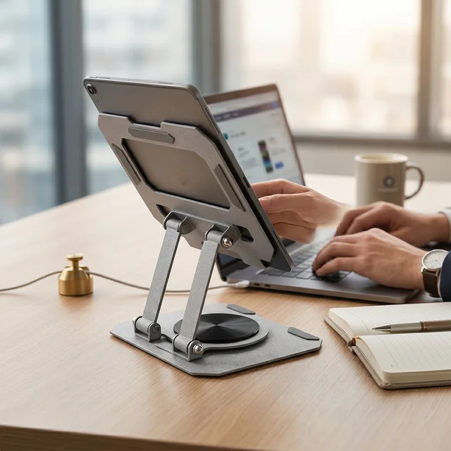 Foldable Metal Phone & Tablet Stand – Adjustable & Portable Desktop Support