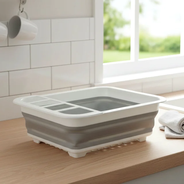 Foldable Plastic Dish Drying Rack – Space-saving & Portable Organizer