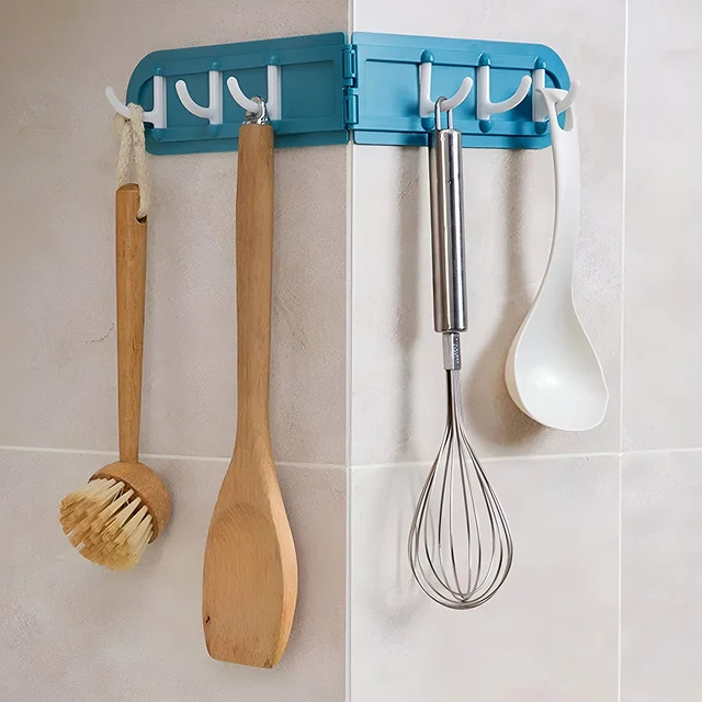 Foldable Rotating Wall-Mounted Hook Rack – Space-Saving Organizer