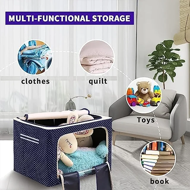 Foldable Steel-Frame Clothes Storage Box – Dust-Proof Organizer