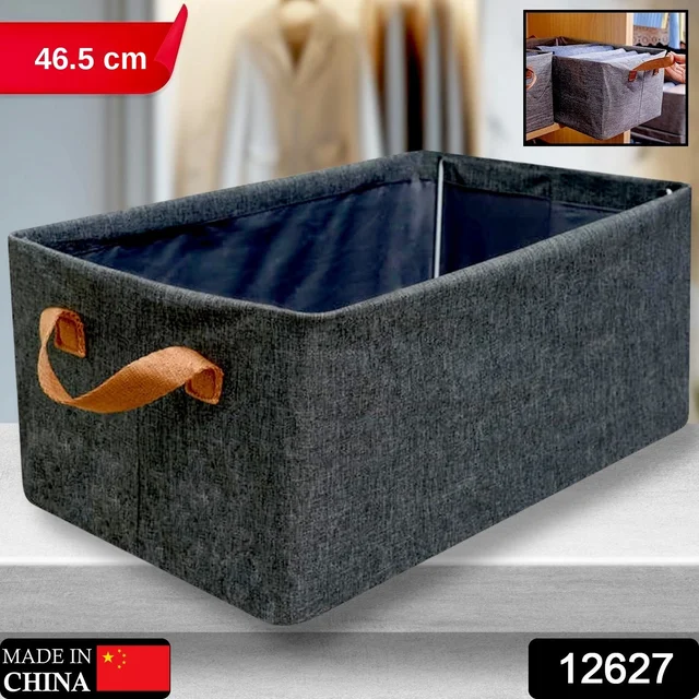 Foldable Storage Box – 46.5 cm Cotton Linen Organizer | Organivo
