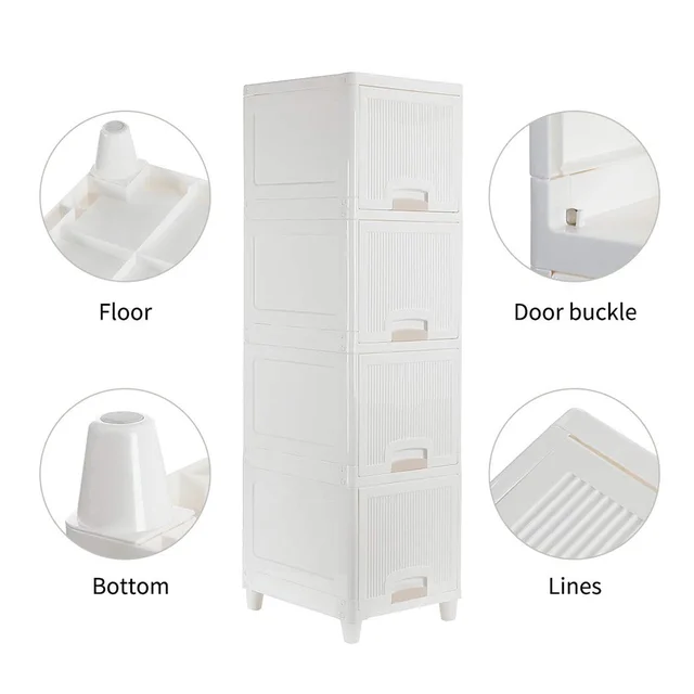 Foldable Storage Cabinet – 4-Layer Plastic Drawers | Velvet Organizers