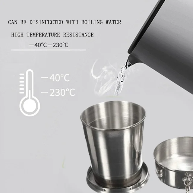 Folding Camping Cup – Stainless Steel Portable with Keychain | hydrozilla
