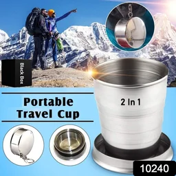 Folding Camping Cup – Stainless Steel Portable with Keychain | hydrozilla
