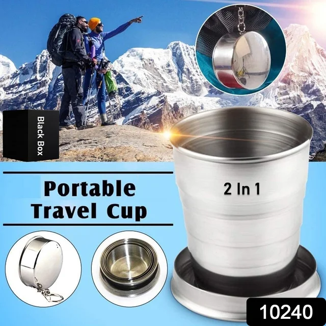 Folding Camping Cup – Stainless Steel Portable with Keychain | hydrozilla