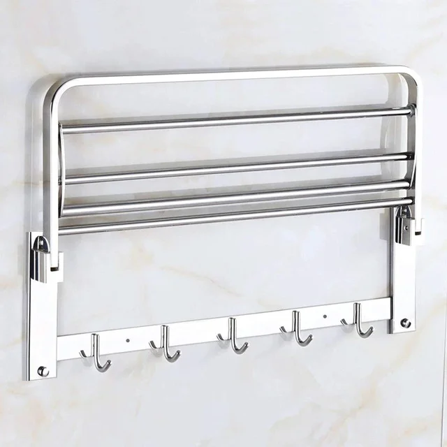 Folding Towel Rack – 18-Inch Stainless Steel for Bathroom | BathNova