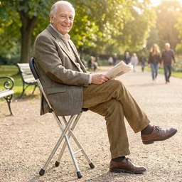 Folding Walking Stick with Seat 3 Leg Cane Stool Chair Support Stand (1 Pc)
