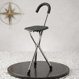 Folding Walking Stick with Seat 3 Leg Cane Stool Chair Support Stand (1 Pc)