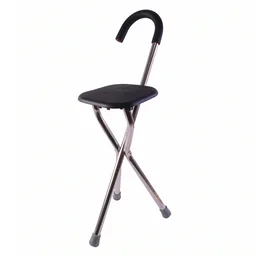 Folding Walking Stick with Seat 3 Leg Cane Stool Chair Support Stand (1 Pc)