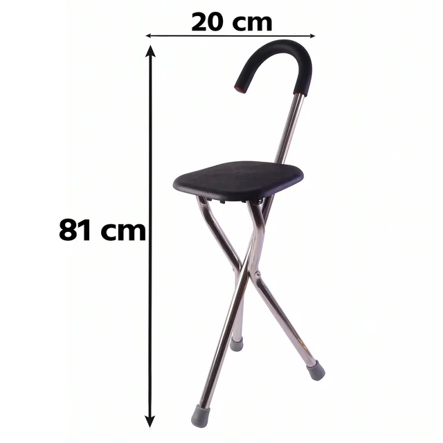 Folding Walking Stick with Seat 3 Leg Cane Stool Chair Support Stand (1 Pc)