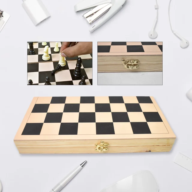Folding Wooden Chess Set – Portable 30x30cm Board | Boardoria