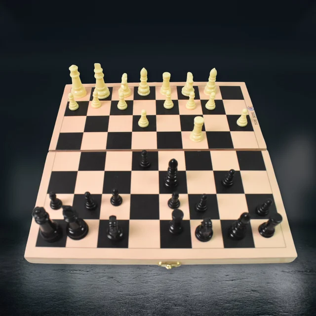 Folding Wooden Chess Set – Portable 30x30cm Board | Boardoria