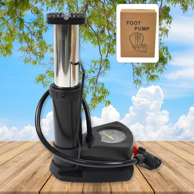 Foot Bike Pump – Portable Cycle Tire Inflator with Gauge | Indo Glow