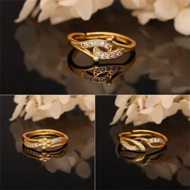 Sangria Ring for Men & Women Brass Diamond Gold Plated Ring Set