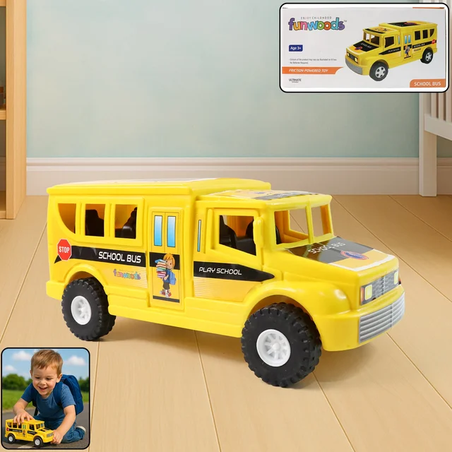 Friction-Powered School Bus Toy – Durable Push-and-Go Vehicle for Kids