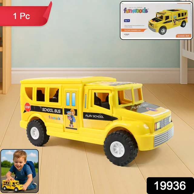 Friction-Powered School Bus Toy – Durable Push-and-Go Vehicle for Kids