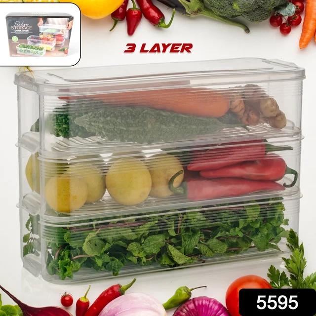 Fridge Storage Containers – Stackable 3-Pc Set, 1500ML | Organivo