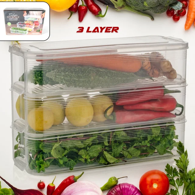 Fridge Storage Containers – Stackable 3-Pc Set, 1500ML | Organivo