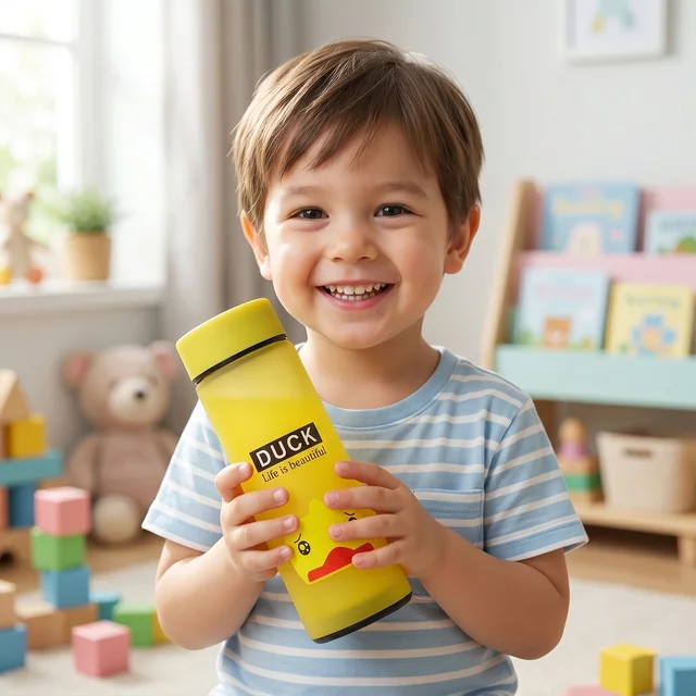 Frosted Glass Kids Water Bottle – Leak-proof & Stylish Design