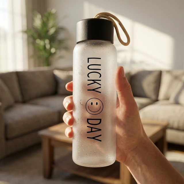 Frosted Glass Water Bottle – Leakproof & Travel-Friendly Design