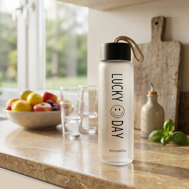 Frosted Glass Water Bottle – Leakproof & Travel-Friendly Design