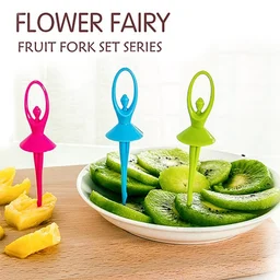 Fruit Fork Set – Dancing Doll Cutlery with Stand (Set of 6) | Jiaqi