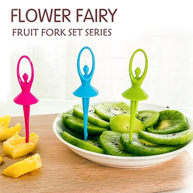 Fruit Fork Set – Dancing Doll Cutlery with Stand (Set of 6) | Jiaqi