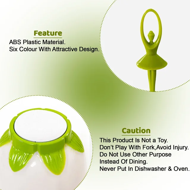 Fruit Fork Set – Dancing Doll Cutlery with Stand (Set of 6) | Jiaqi