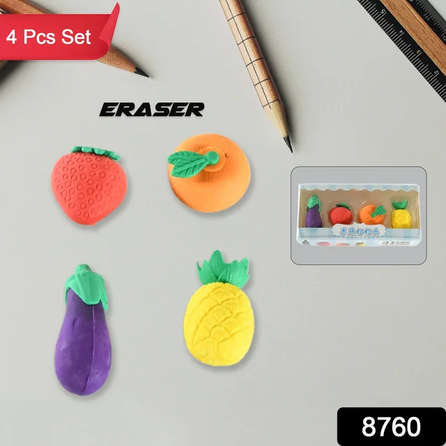 Fruit & Vegetable Erasers – Cute 3D Set for Kids | Writezo