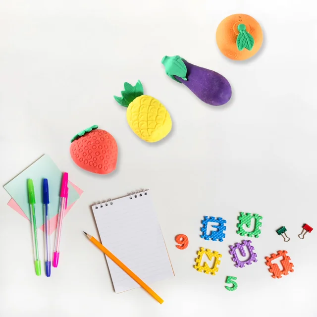 Fruit & Vegetable Erasers – Cute 3D Set for Kids | Writezo