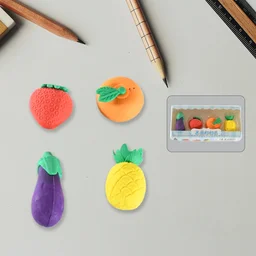 Fruit & Vegetable Erasers – Cute 3D Set for Kids | Writezo