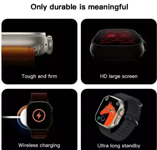 MULTUS T800 Ultra Smart Watch 1.99 inch Infinite Display,Bluetooth Calling,Heart Rate Tracking, Sports Features (T800 Black (Without SIM)) Mo - Free Size
