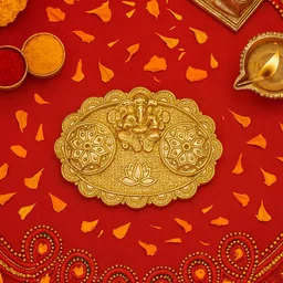 Ganesh Embossed Roli-Chawal Kumkum Chopra – Antique Gold Finish
