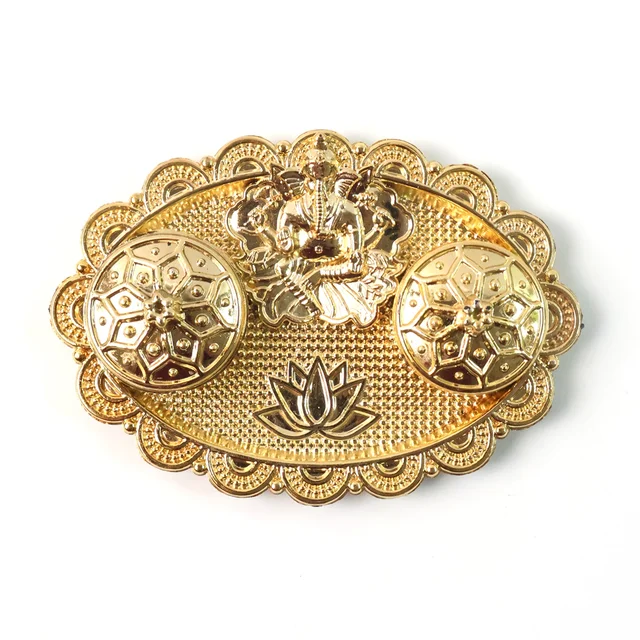 Ganesh Embossed Roli-Chawal Kumkum Chopra – Antique Gold Finish