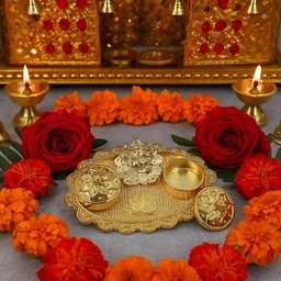 Ganesh Embossed Roli-Chawal Kumkum Chopra – Antique Gold Finish