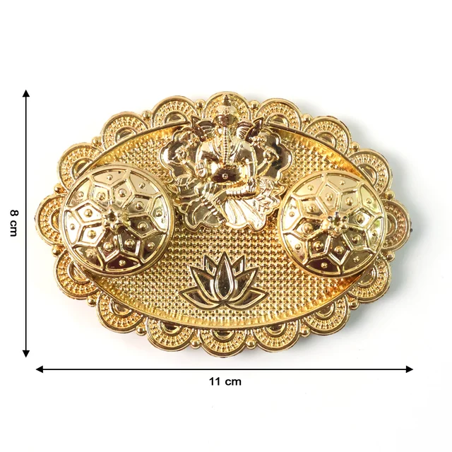 Ganesh Embossed Roli-Chawal Kumkum Chopra – Antique Gold Finish