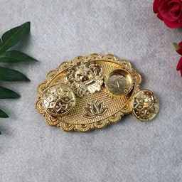 Ganesh Embossed Roli-Chawal Kumkum Chopra – Antique Gold Finish