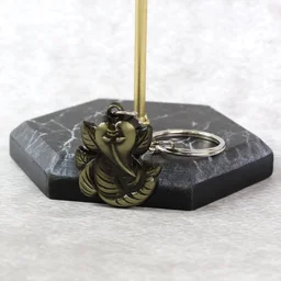 Ganesh Face Antique Black Metal Keychain – Durable Spiritual Charm