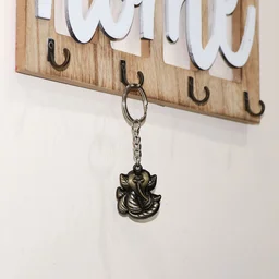 Ganesh Face Antique Black Metal Keychain – Durable Spiritual Charm
