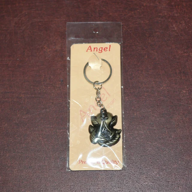 Ganesh Face Antique Black Metal Keychain – Durable Spiritual Charm