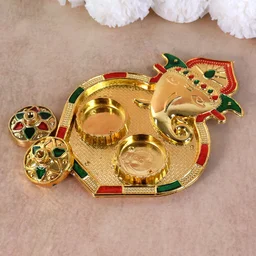 Ganesh Kumkum Box – Decorative Twin Containers for Pooja