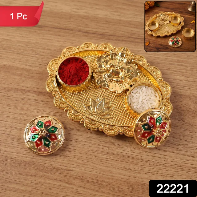 Ganesh Kumkum Holder, Elegant Meenakari Pooja Accessory