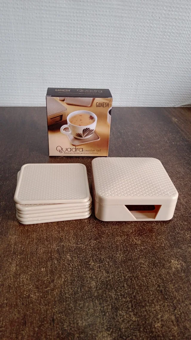 Ganesh Square Coasters Set – Heat-Resistant with Storage Box